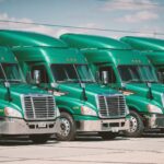 green and white vintage truck
